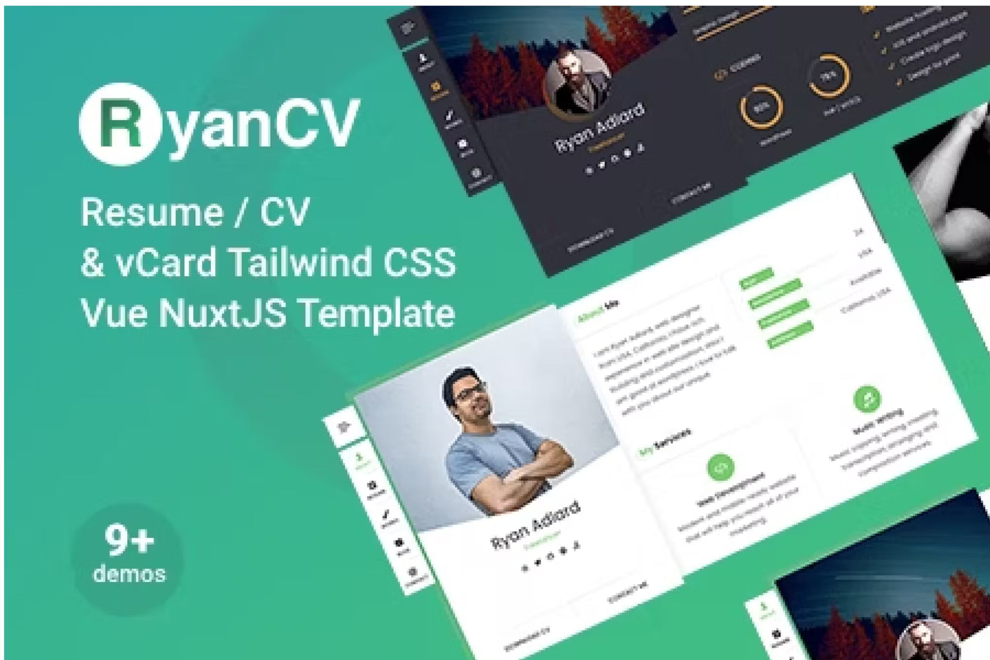 Ryan Tailwind CSS CV/Resume Vue NuxtJS Template by exstore