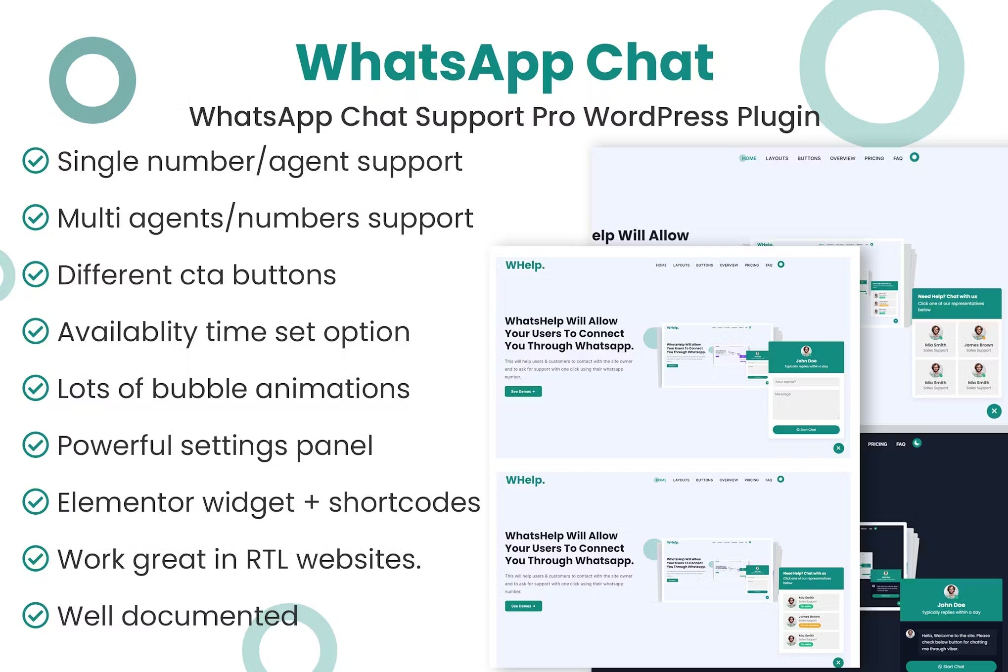 WhatsApp Chat Support Pro WordPress Plugin by exstore